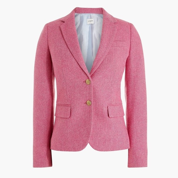 J. Crew Jackets & Coats J Crew Blazer Herringbone Pink Tweed Schoolboy Wool Military Size 6